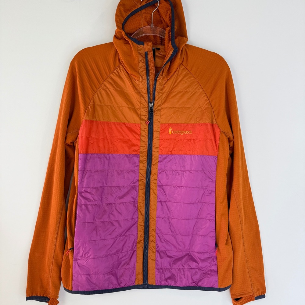 Cotopaxi Capa Hooded Puffer Jacket Women L Mezcal Foxglove Colorblock Ripstop